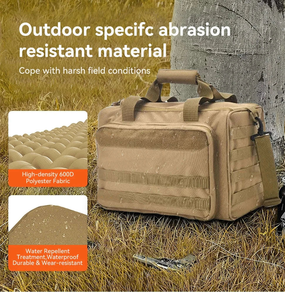 Tactical Gun Range Bag with Padded Compartments-Black