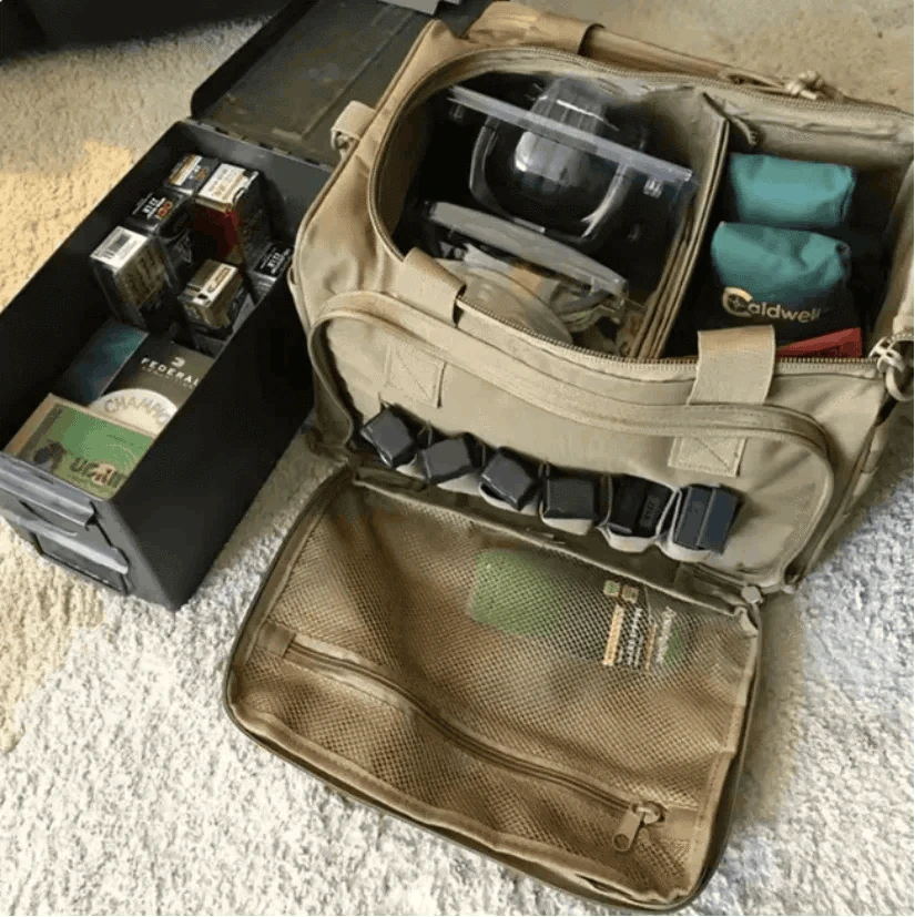 Tactical Gun Range Bag with Padded Compartments-Black