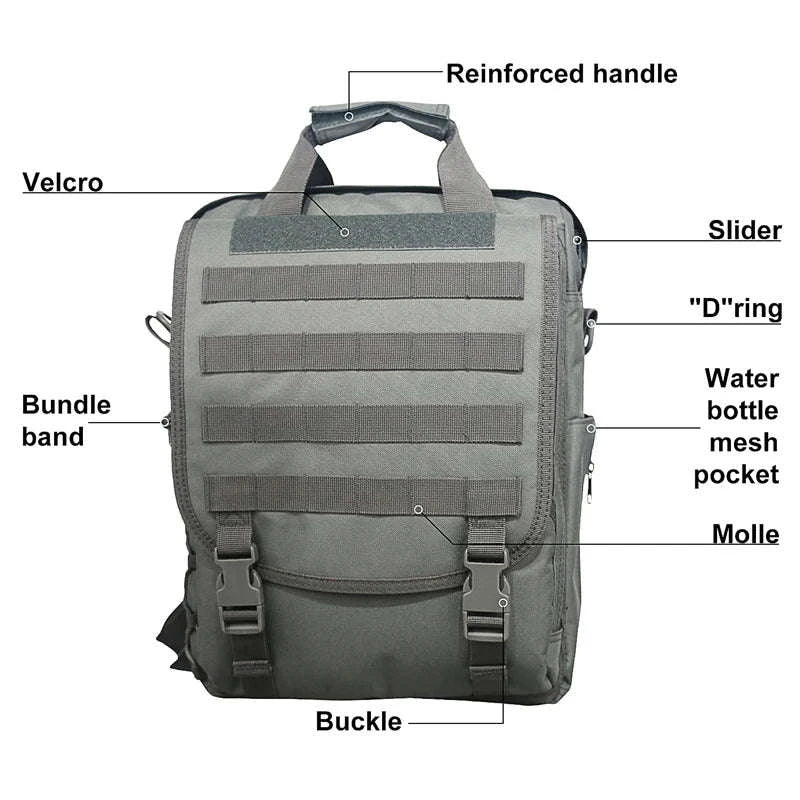 Tactical Laptop Messenger Bag-Grey / United States