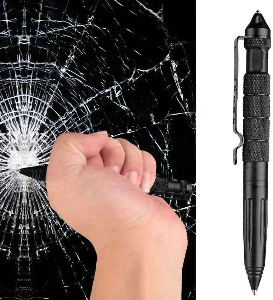 Tactical Survival Pen with Glass Breaker and Anti-Slip Grip-Black