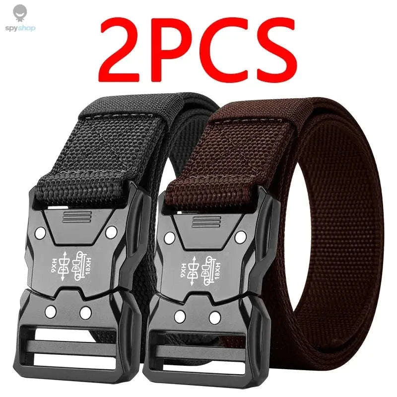 Tactical Waist Belt – Durable Automatic Buckle for Outdoor Performance-2PC B1 black kahki / 125cm