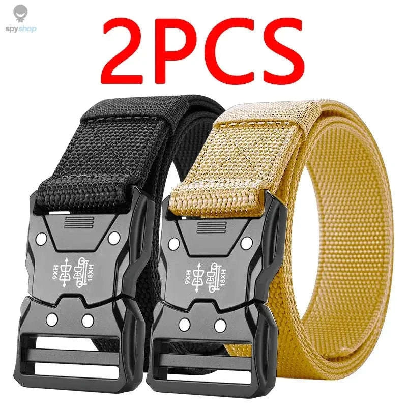 Tactical Waist Belt – Durable Automatic Buckle for Outdoor Performance-2PC B1 black kahki / 125cm