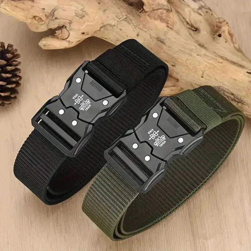 Tactical Waist Belt with Automatic Buckle for Outdoor Support-2PC B1 black kahki / 125cm