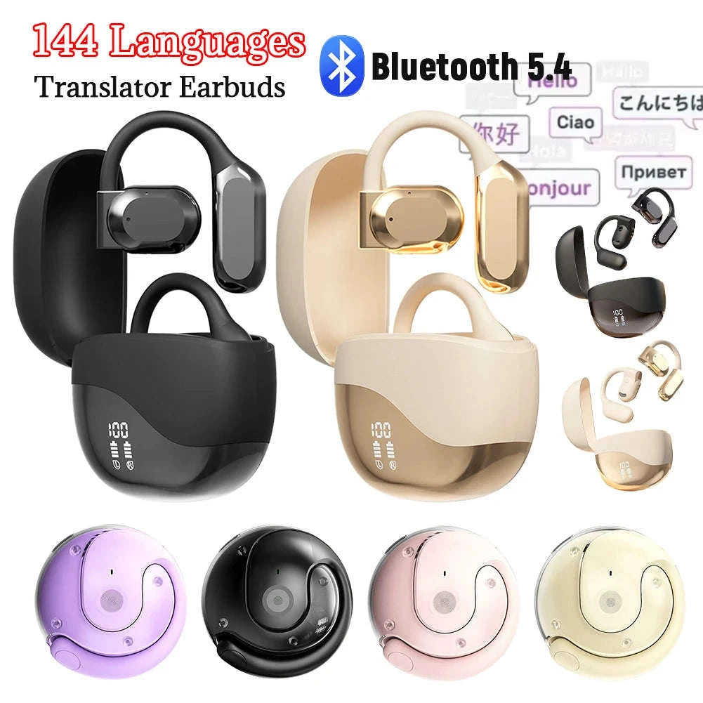 TalkLink AI Translator Earbuds | Real-Time Language Translation with Bluetooth 5.4-Black