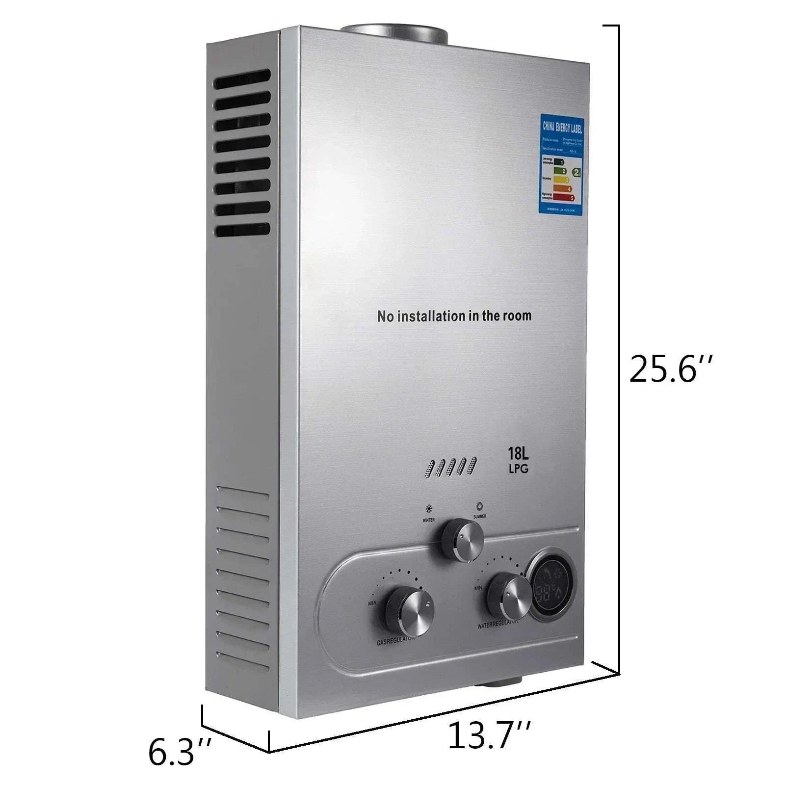 Tankless LPG Gas Water Heater with Shower Kit, Wall Mounted-8L 16KW / United States