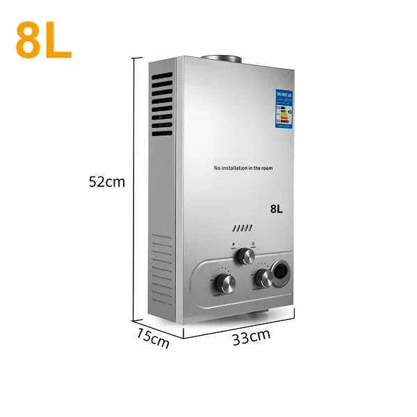 Tankless Propane Gas Water Heater Kit, Stainless Steel-Poland / 10L 12KW white