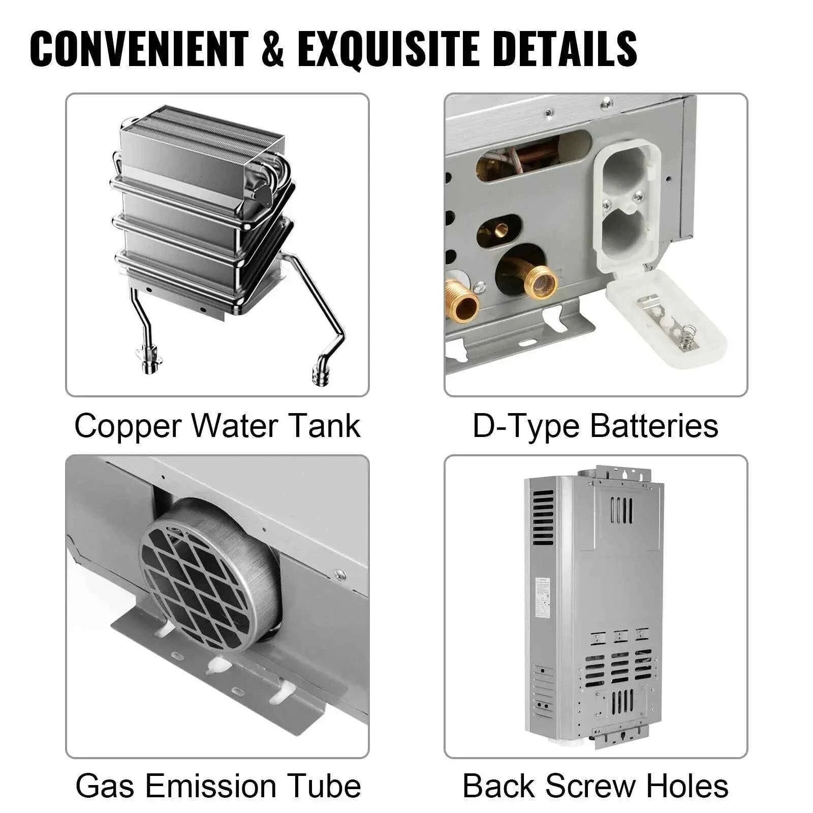 Tankless Propane Gas Water Heater Kit, Stainless Steel-Poland / 10L 12KW white
