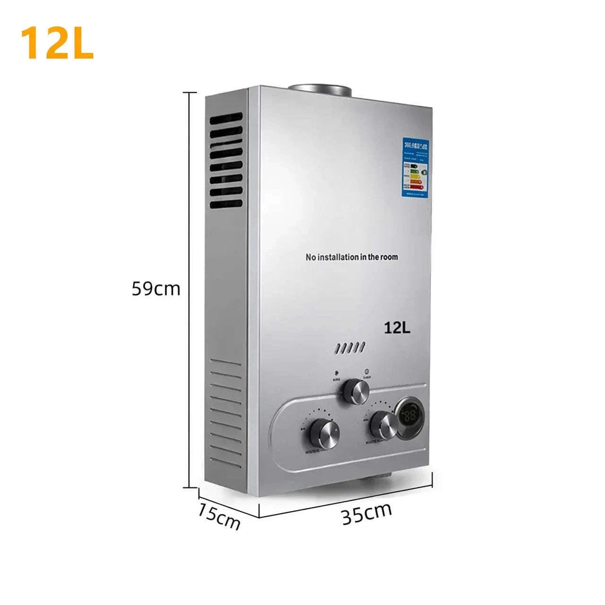Tankless Propane Gas Water Heater Kit, Stainless Steel-Poland / 10L 12KW white