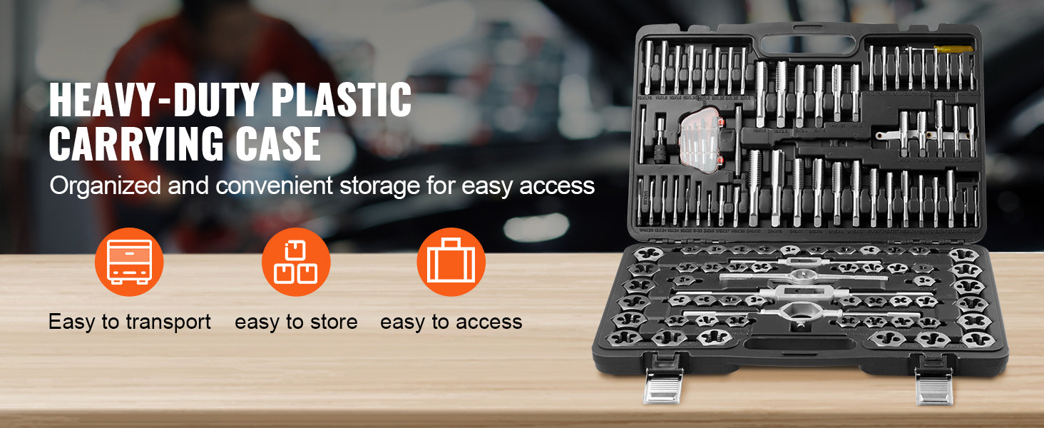 116-delige tap- en draadset met metrische en SAE-draadgereedschappen