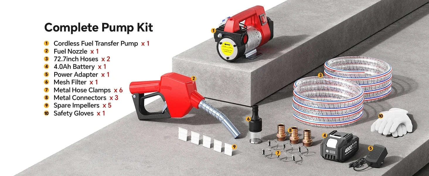 Taskstar Cordless Fuel Transfer Pump Kit for Diesel and Kerosene-NO battery / United States