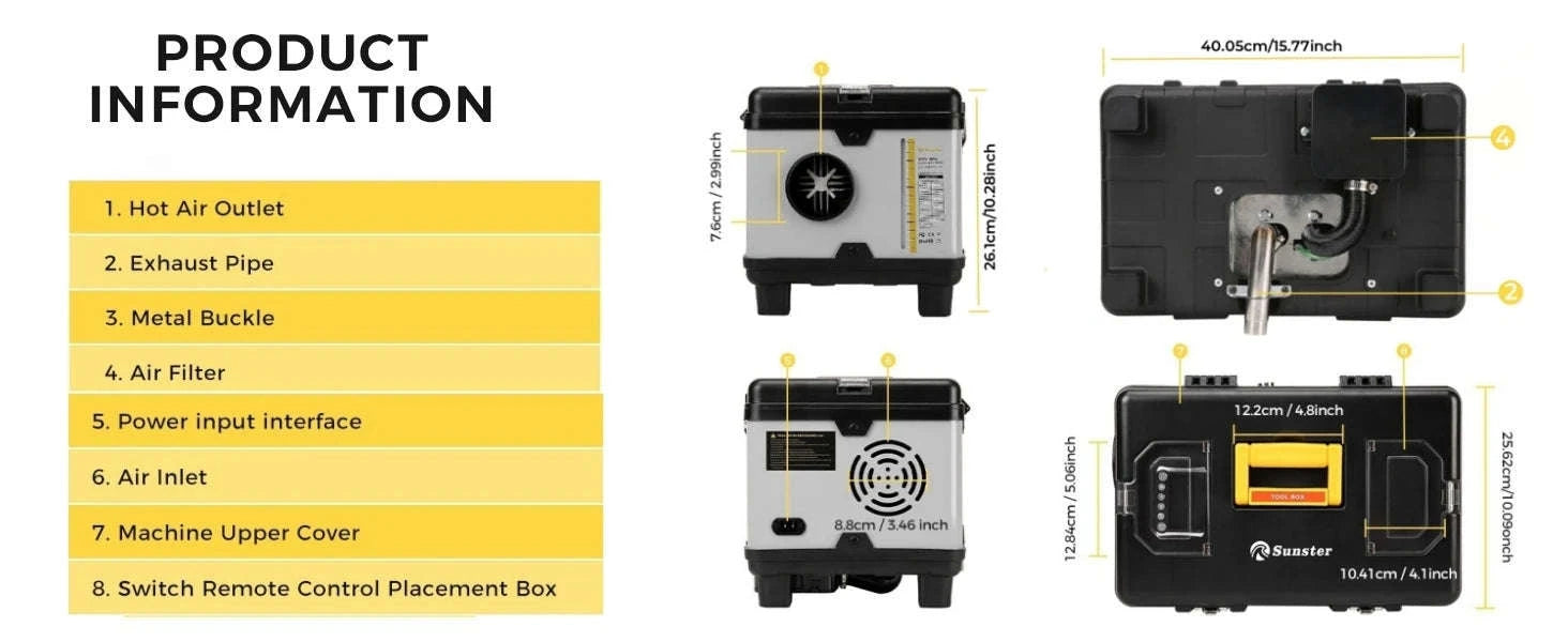 TB10 8KW Toolbox Diesel Air Heater with Thermostat & Bluetooth Control-TB10 / CZECH REPUBLIC