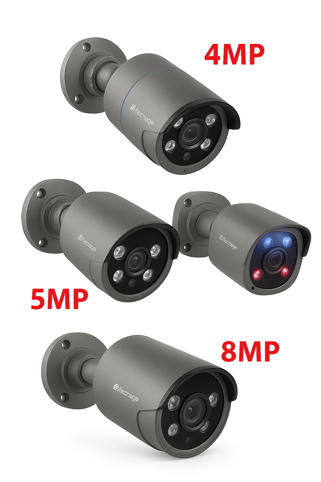 Techage 8MP 5MP 4MP 4K PoE IP Caméra H.265 Détection humaine AI Audio bidirectionnel Extérieur CCTV Surveillance ONVIF XMEYE
