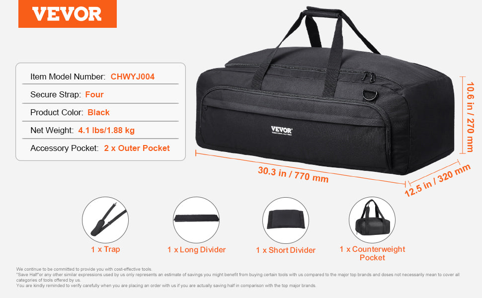 22in Shock-Absorb Telescope Storage Bag with Fixed Buckles, Multi-Pocket & Detachable Divider