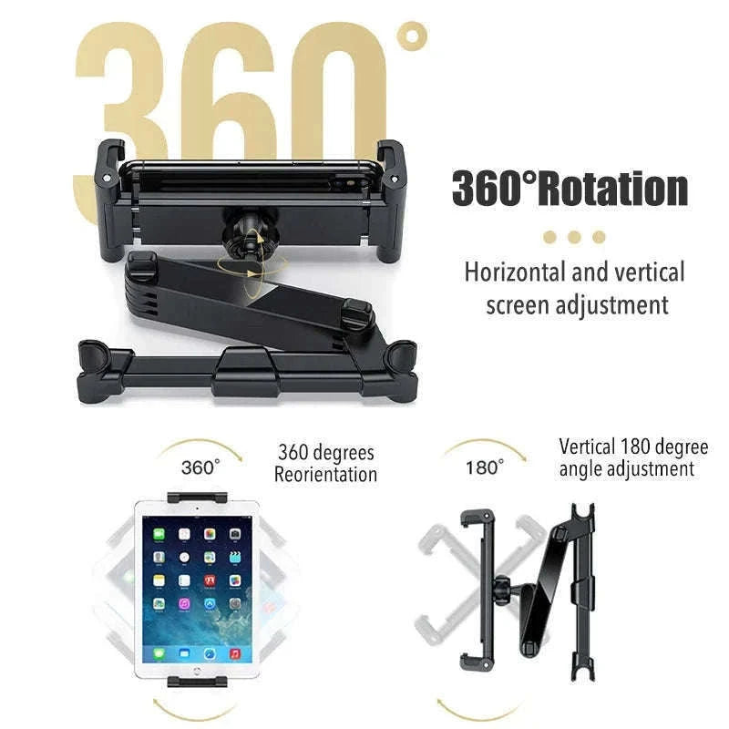 Telescopic Car Rear Seat Phone and Tablet Holder-Black