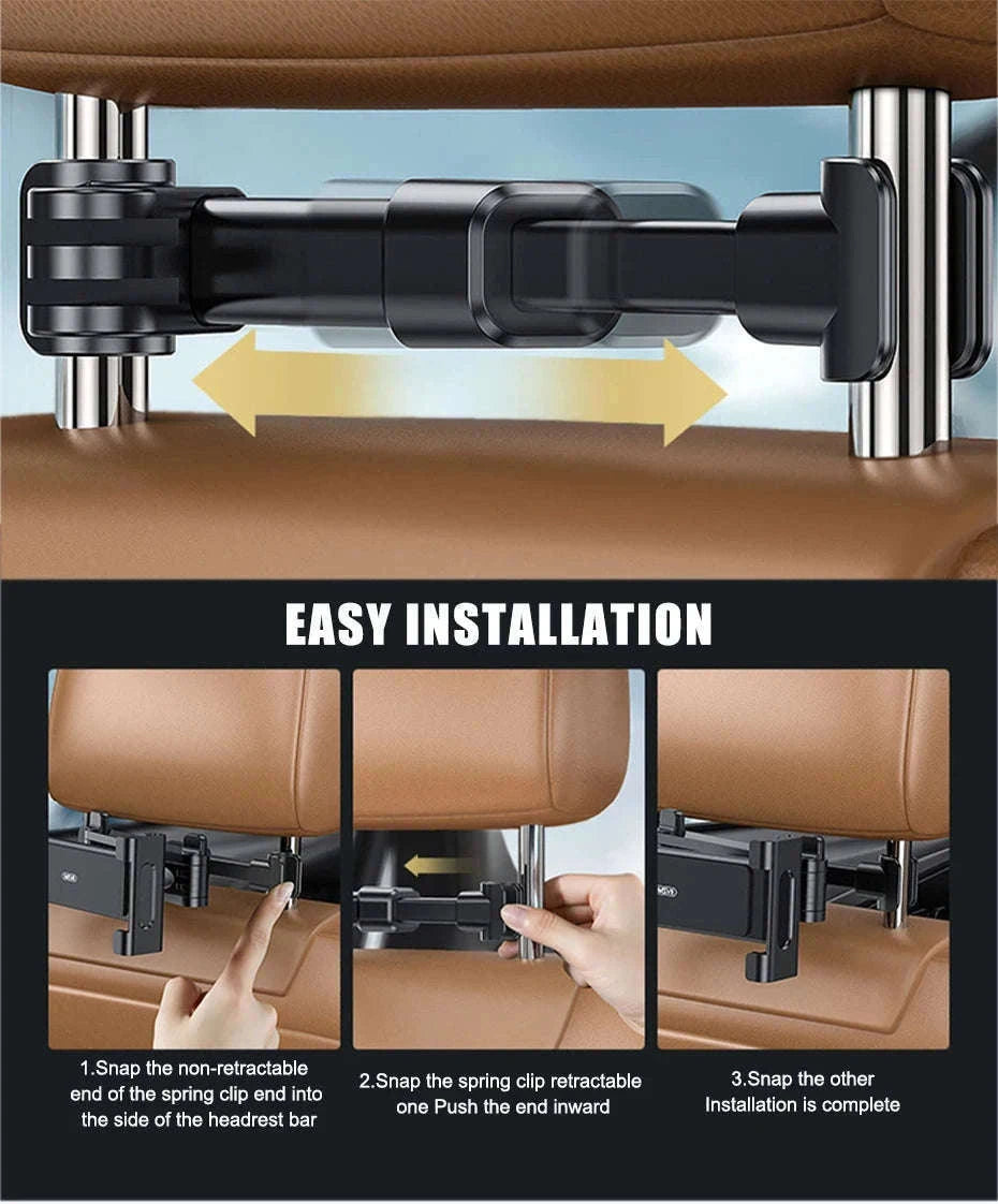 Telescopic Car Rear Seat Phone and Tablet Holder-Black
