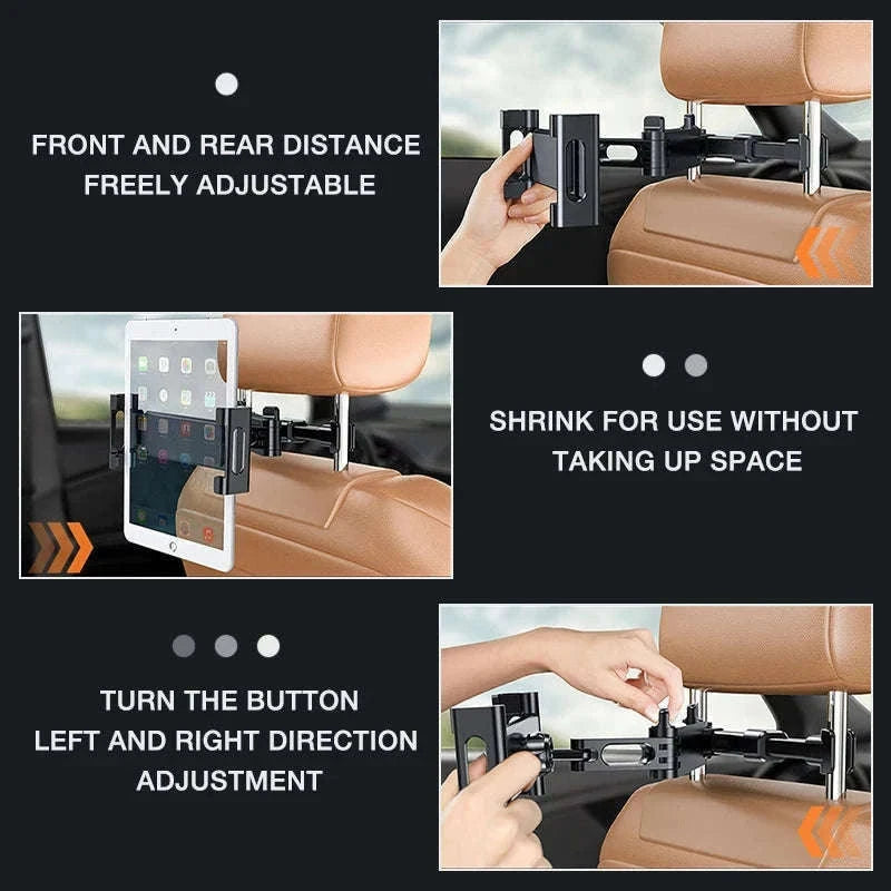 Telescopic Car Rear Seat Phone and Tablet Holder-Black