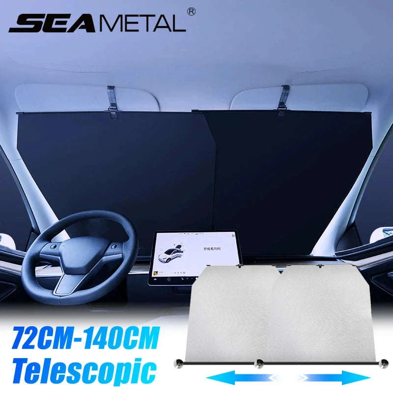 Telescopic Car Sun Shade Adjustable Width 72-140cm-1 pc