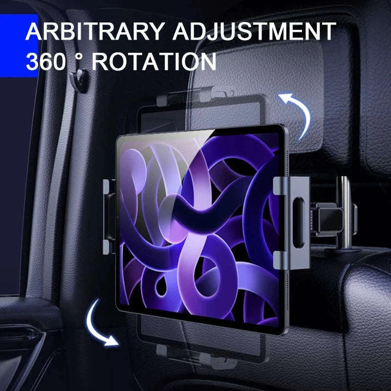 Telescopic Car Tablet Holder for Headrest, 360-Degree Rotation, Universal 4-12.9 in-1pc