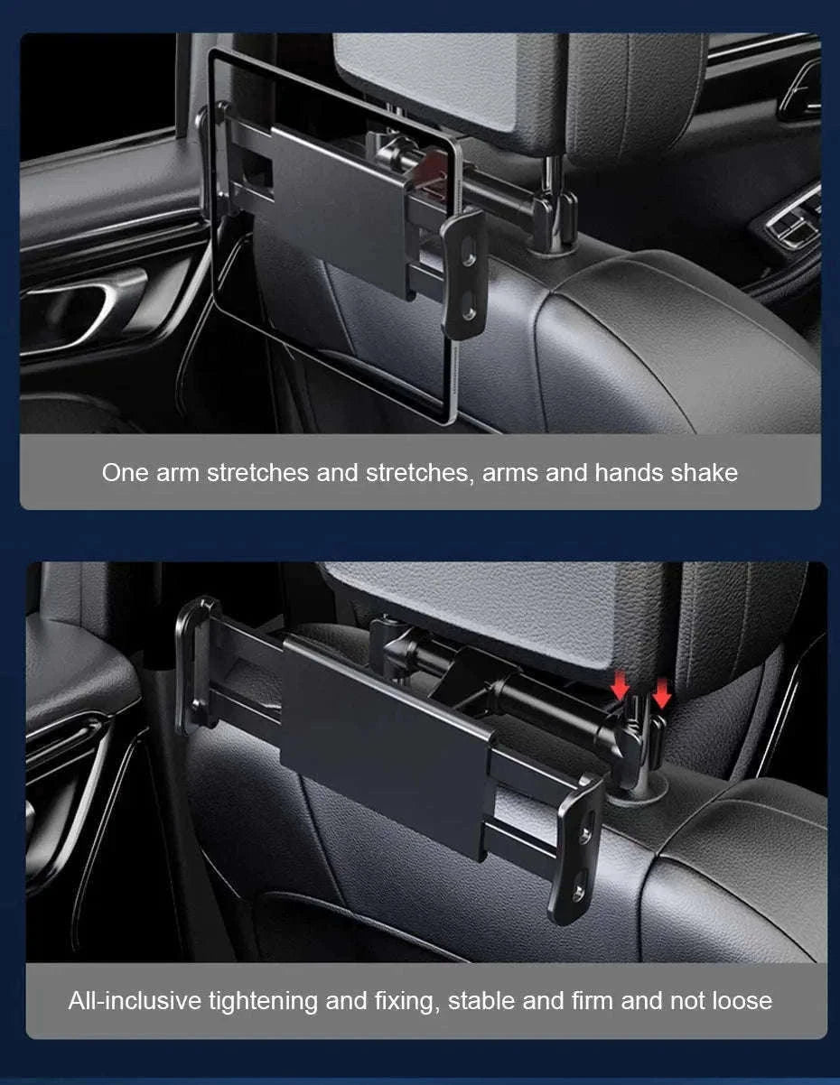 Telescopic Car Tablet Holder for Headrest, 360-Degree Rotation, Universal 4-12.9 in-1pc