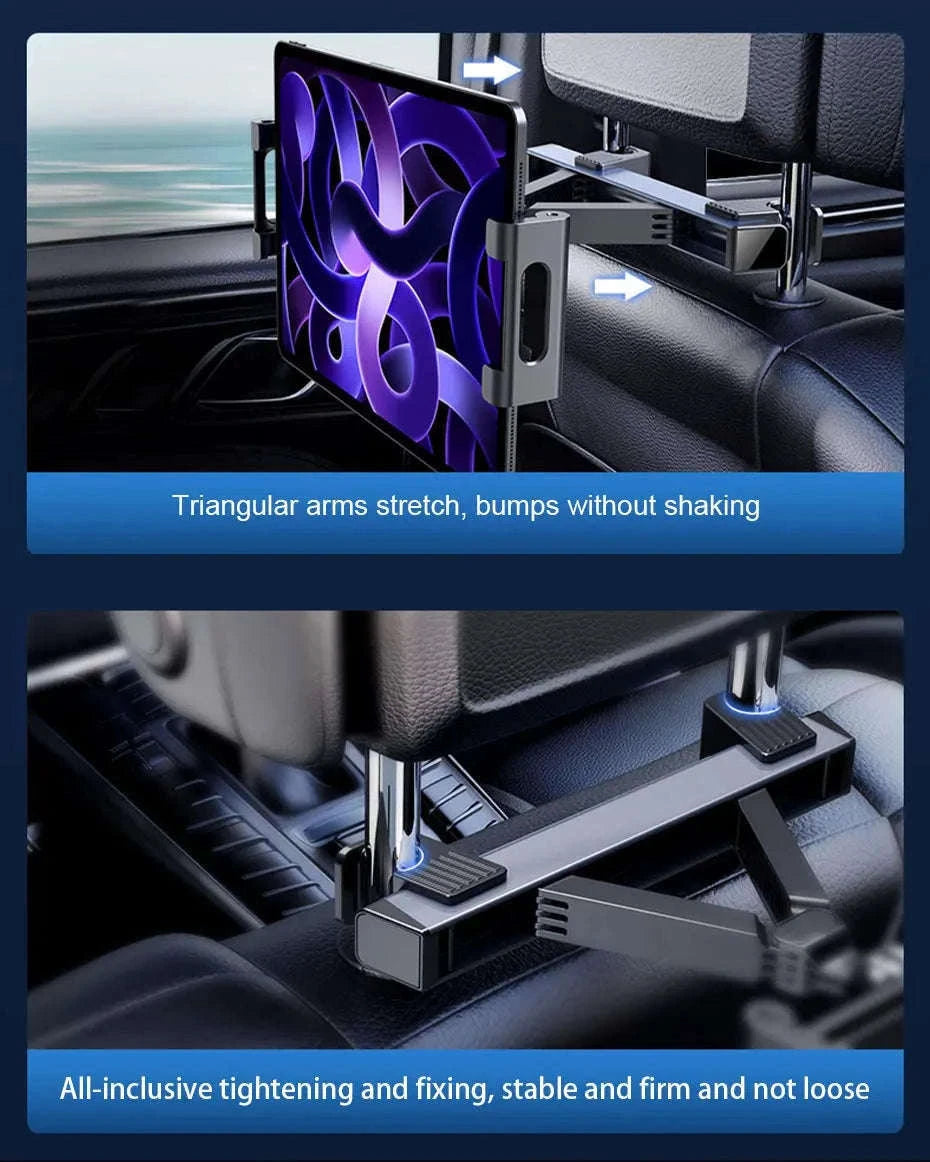 Telescopic Car Tablet Holder for Headrest, 360-Degree Rotation, Universal 4-12.9 in-1pc