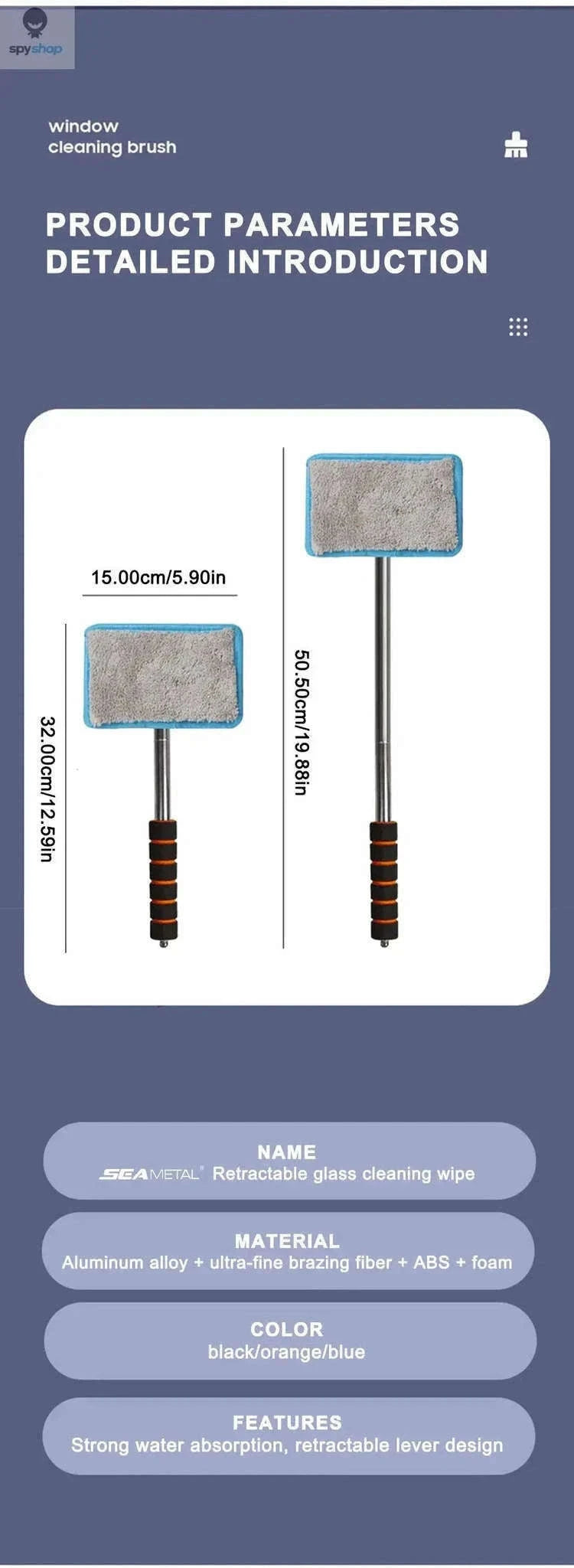 Telescopic Car Windshield Cleaning Brush for Clear Glass-black