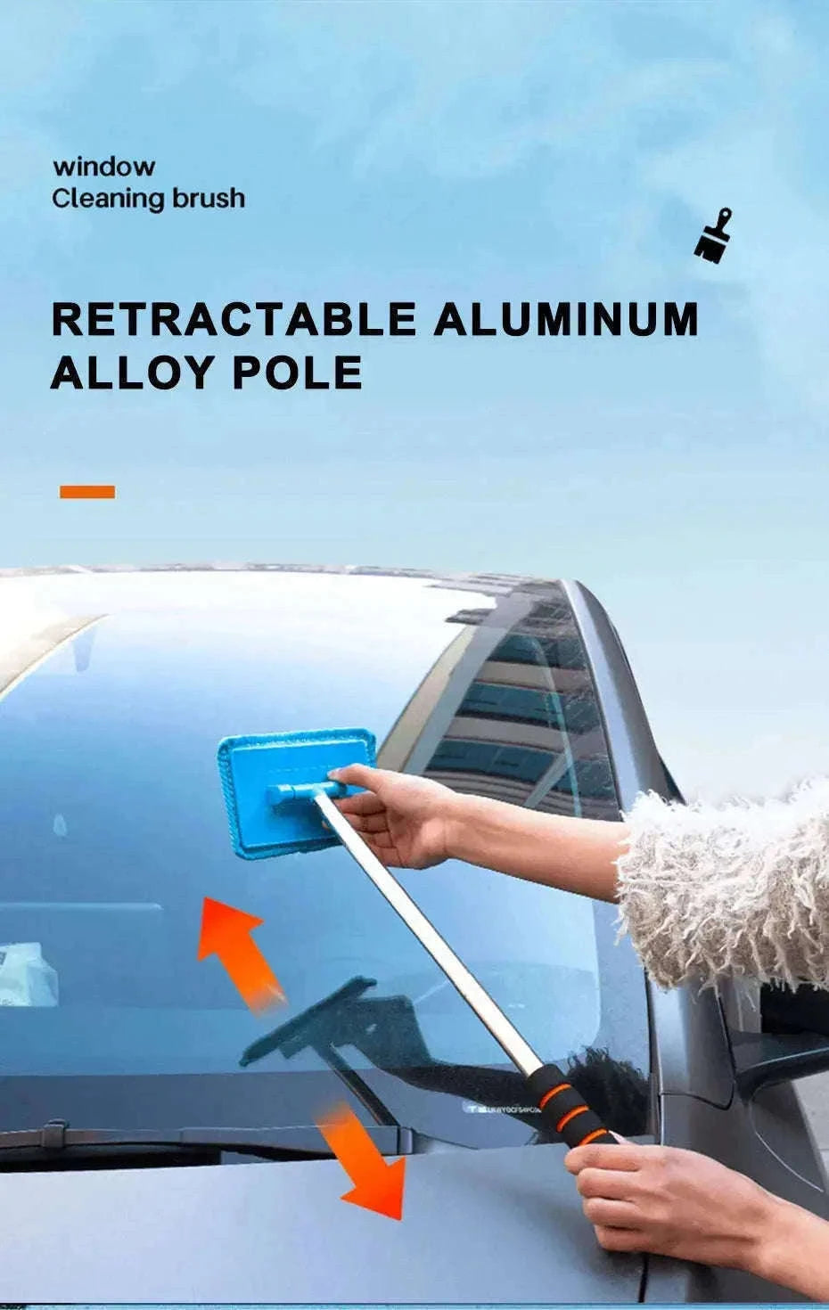 Telescopic Car Windshield Cleaning Brush for Clear Glass-black