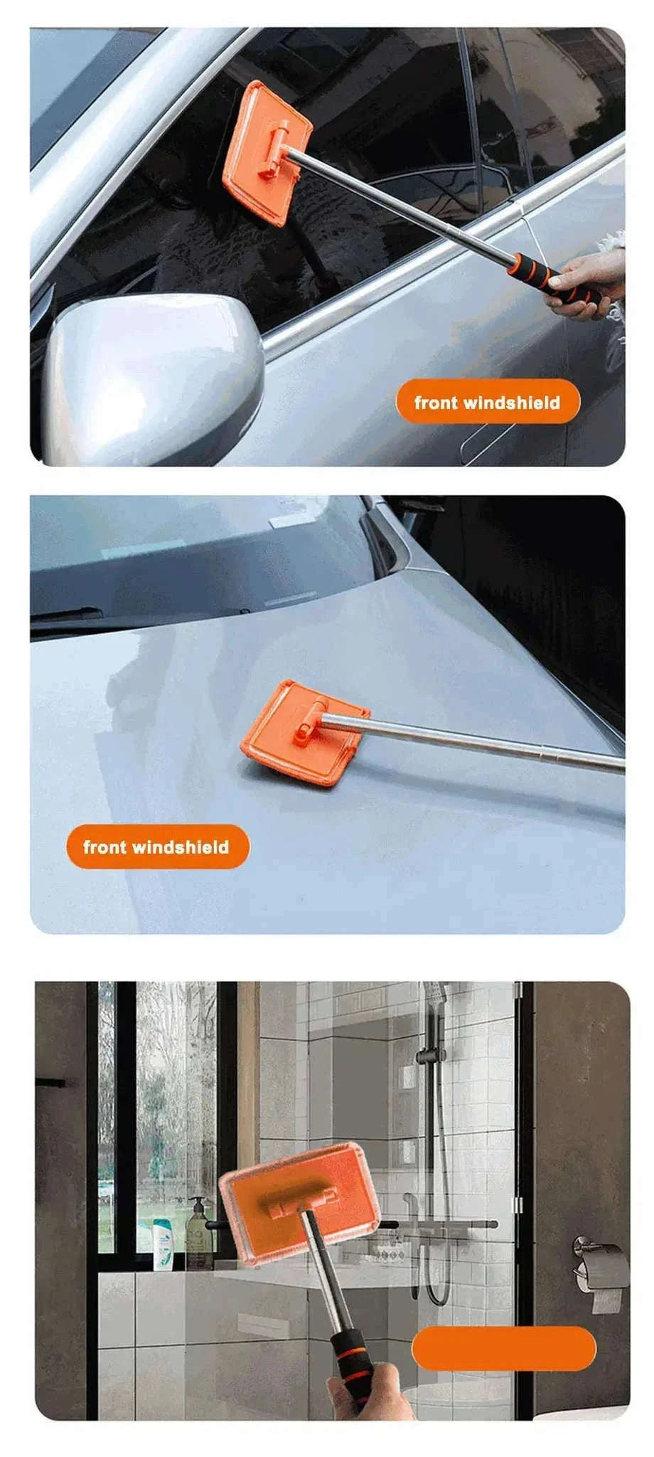 Telescopic Car Windshield Cleaning Brush for Clear Glass-black