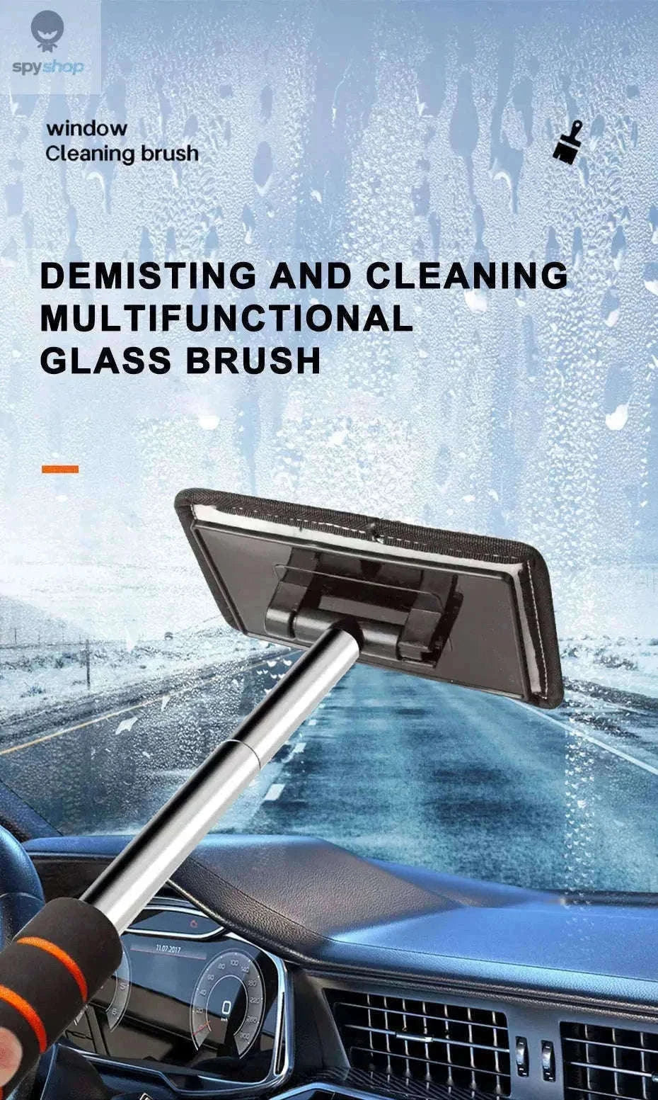 Telescopic Car Windshield Cleaning Brush for Clear Glass-black