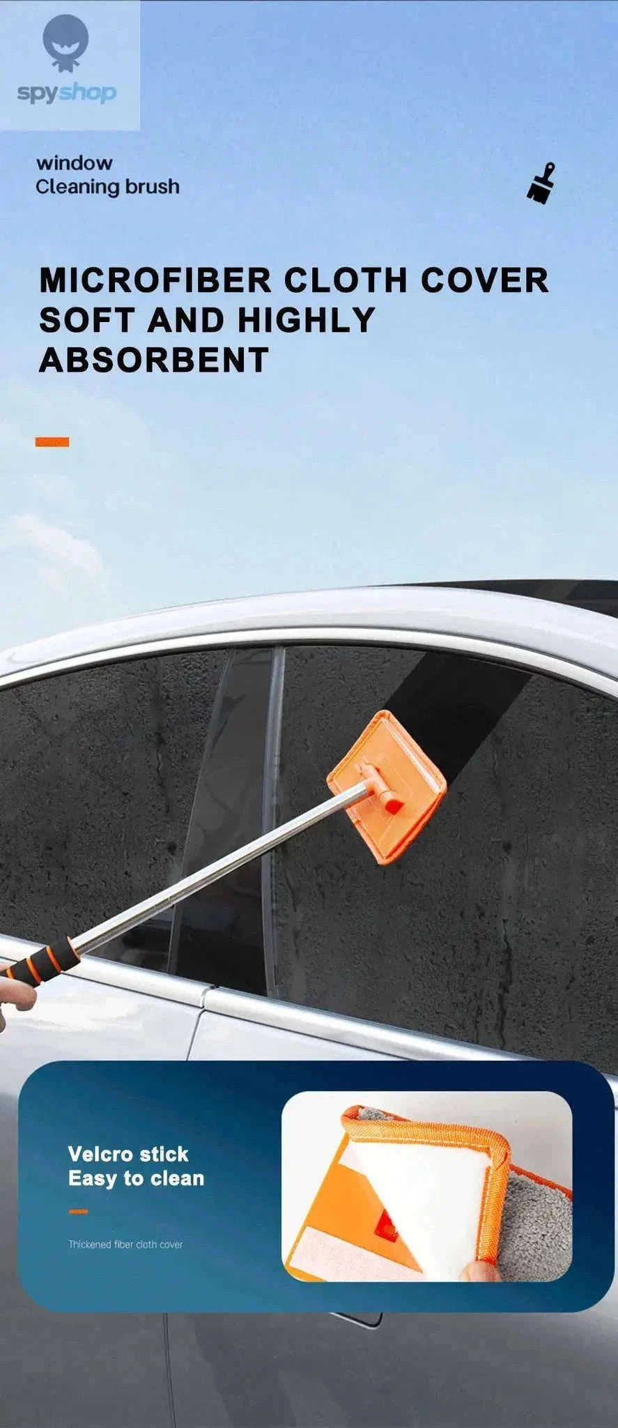 Telescopic Car Windshield Cleaning Brush for Clear Glass-black