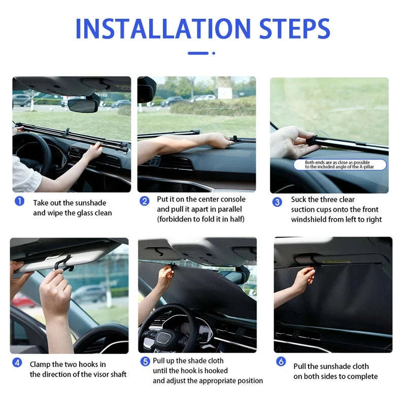Telescopic Car Windshield Sun Shade Curtain 72cm-140cm Adjustable-1 pc