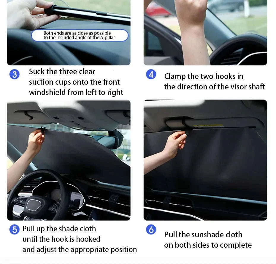Telescopic Car Windshield Sun Shade Curtain 72cm-140cm Adjustable-1 pc