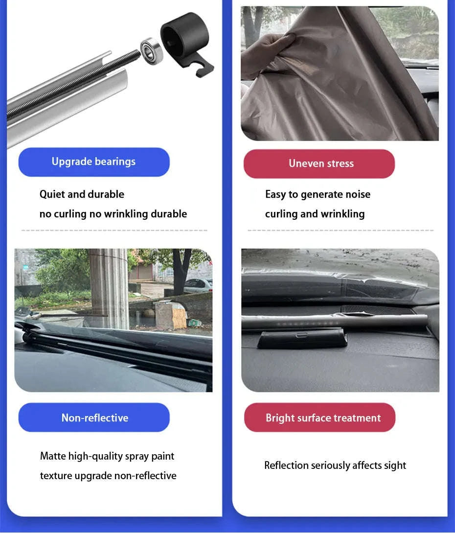 Telescopic Car Windshield Sun Shade Curtain 72cm-140cm Adjustable-1 pc