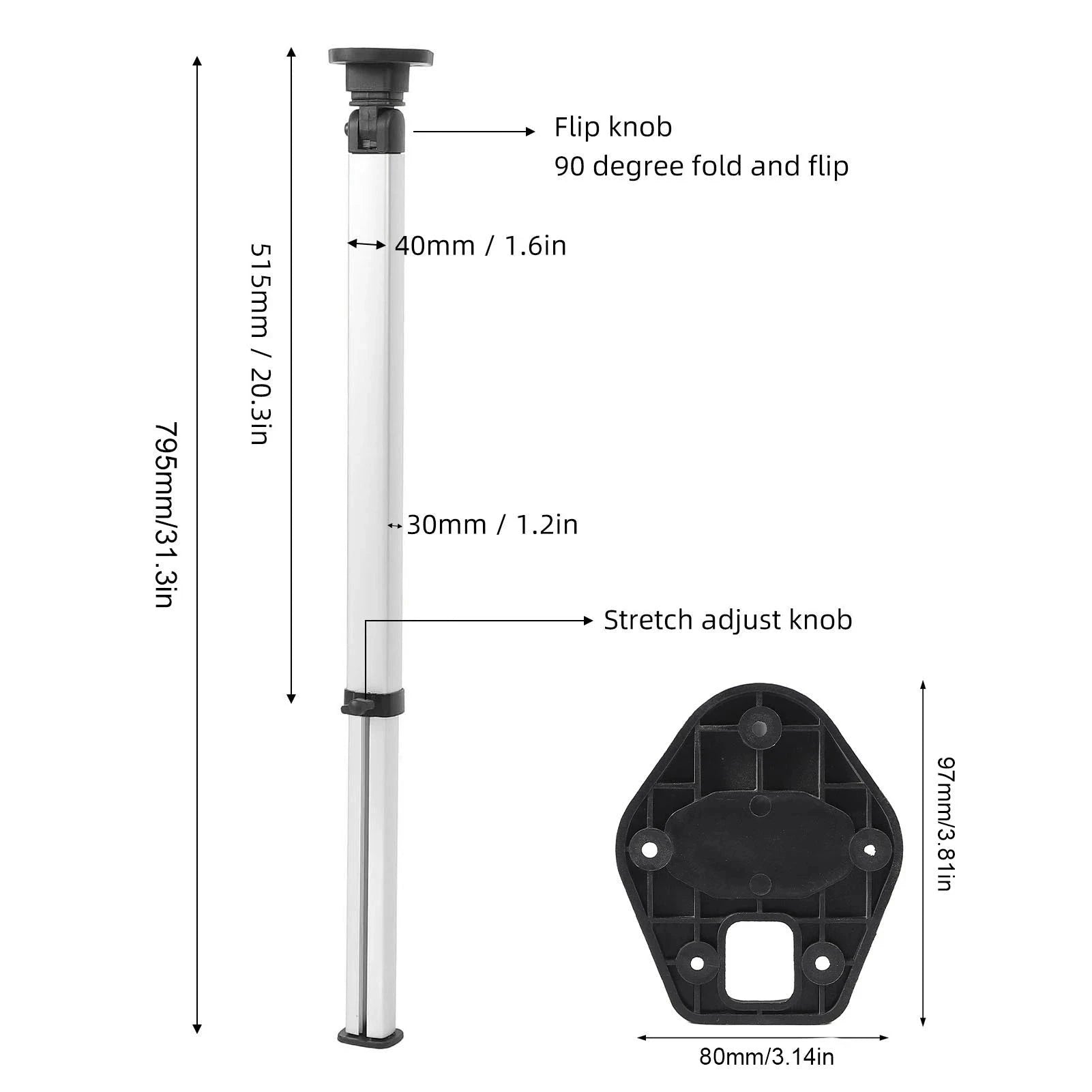 Telescopic Folding Table Legs Adjustable Aluminum Alloy 20.3-31.3 in-A