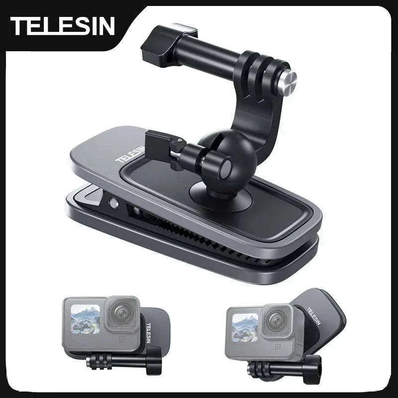TELESIN 360° Rotating Magnetic Backpack Clip for Action Cameras-With Magnetic B