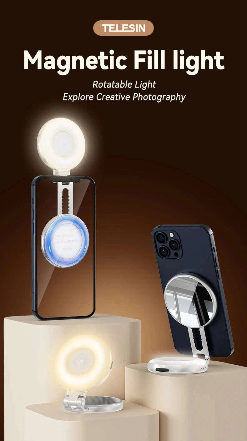 TELESIN Magnetic Phone Camera Hand Grip with Remote Control-Hand Grip Fill light