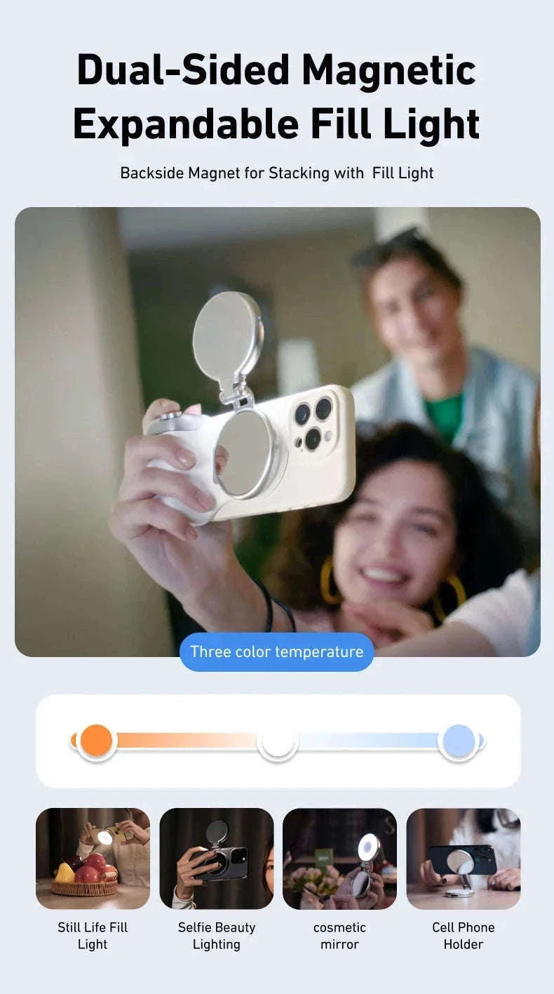 TELESIN Magnetic Phone Camera Hand Grip with Remote Control-Hand Grip Fill light
