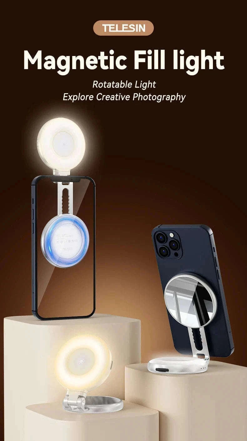TELESIN Magnetic Phone Camera Hand Grip with Remote Control-Hand Grip Fill light