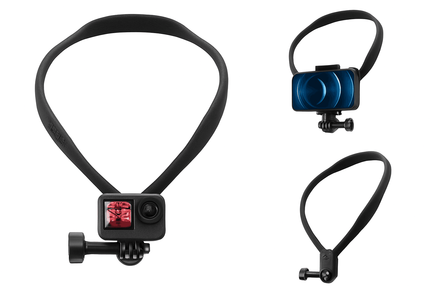 TELESIN Neck Hold Mount for Action Cameras Hands-Free Filming-With phone clip