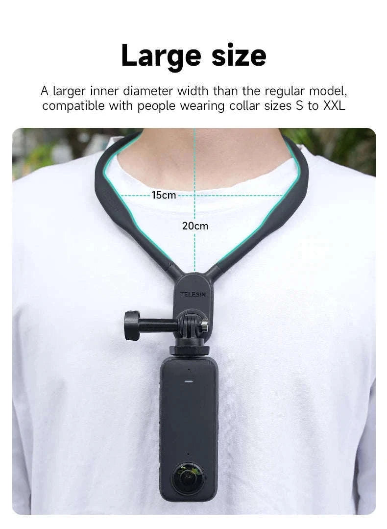 TELESIN Neck Hold Mount for Action Cameras Hands-Free Filming-With phone clip
