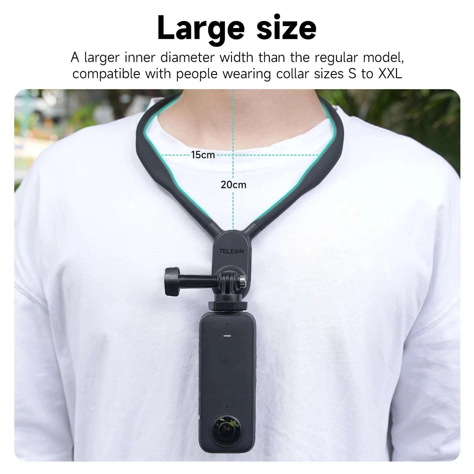 TELESIN Neck Hold Mount for Action Cameras Hands-Free Filming-With phone clip