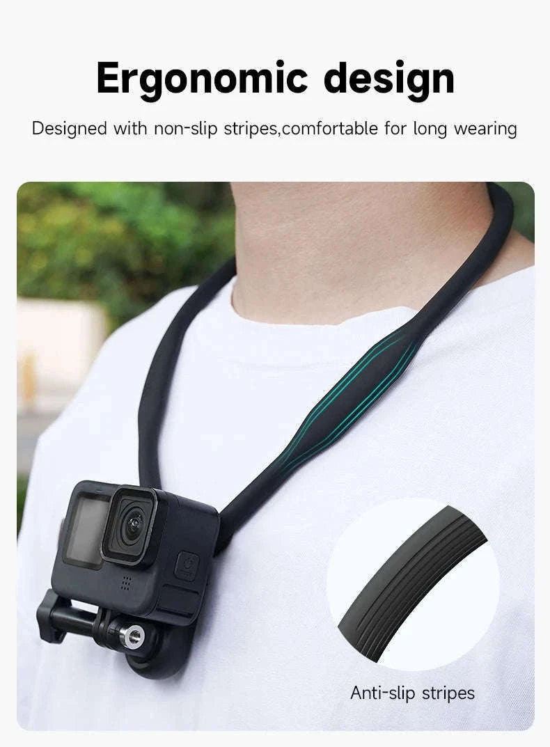 TELESIN Neck Hold Mount for Action Cameras Hands-Free Filming-With phone clip
