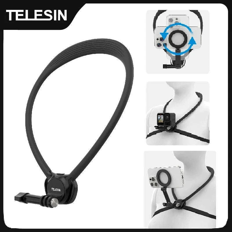 TELESIN Phone Action Camera Neck Hold Mount for Hands-Free POV-2 in 1 Phone camera