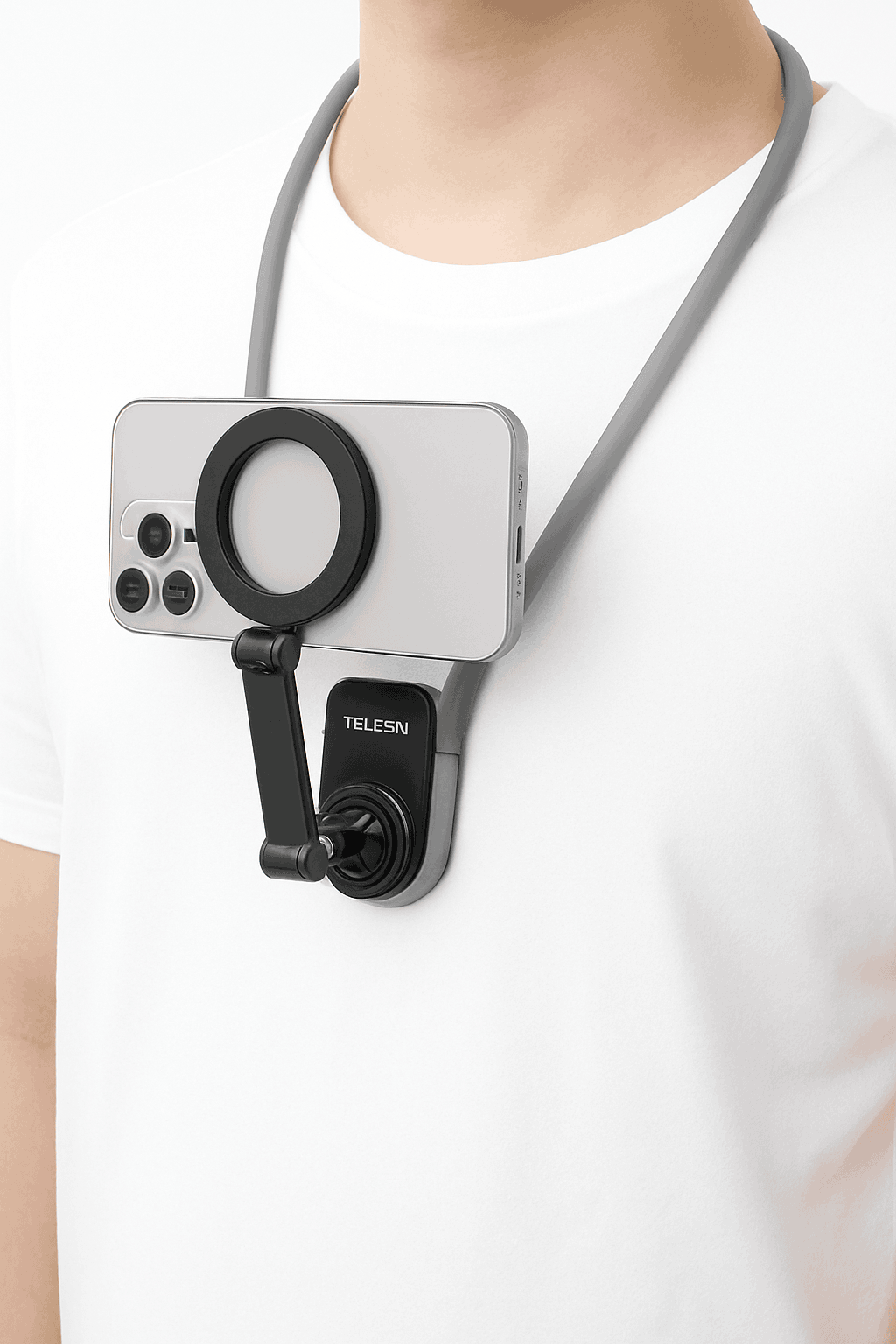 TELESIN Silicone Magnetic Neck Mount for Hands-Free POV Filming-Grey