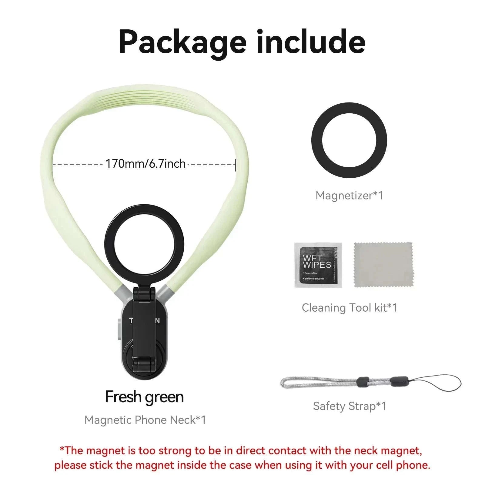 TELESIN Silicone Magnetic Neck Mount for Hands-Free POV Filming-Grey