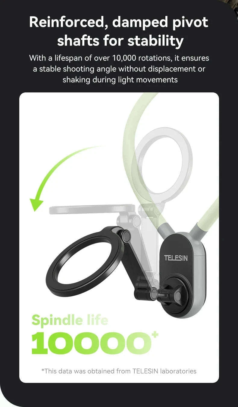 TELESIN Silicone Magnetic Neck Mount for Hands-Free POV Filming-Grey