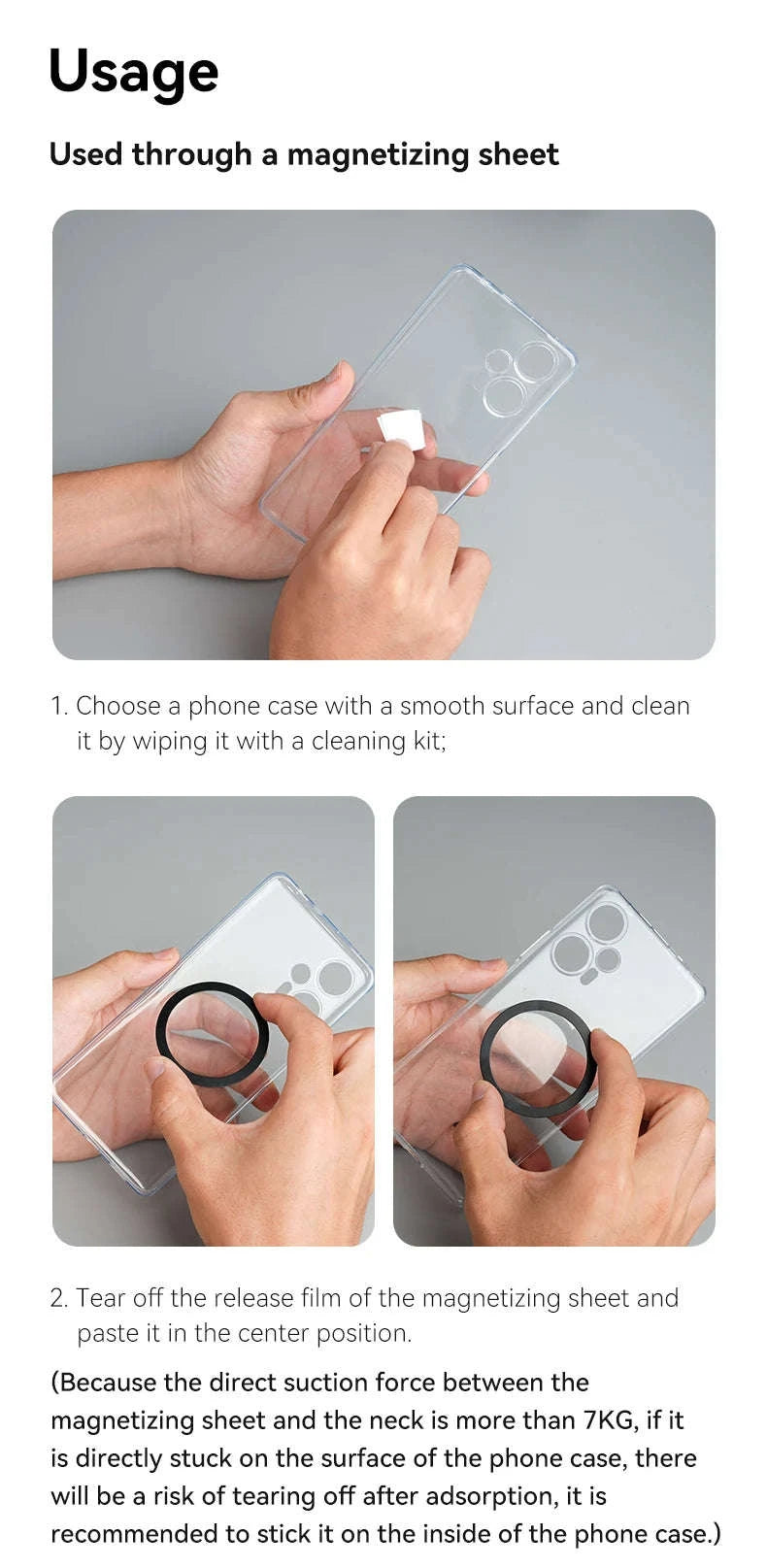 TELESIN Silicone Magnetic Neck Mount for Smartphones-Grey