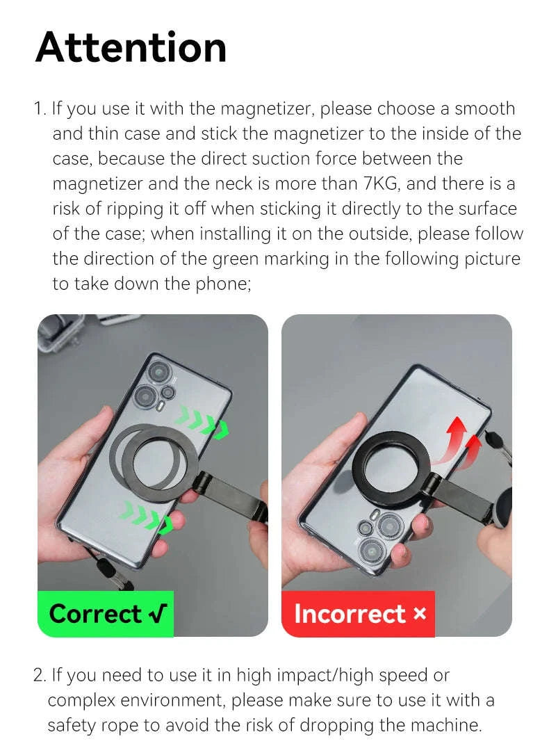 TELESIN Silicone Magnetic Neck Mount Quick Release for Smartphones-Grey remote set