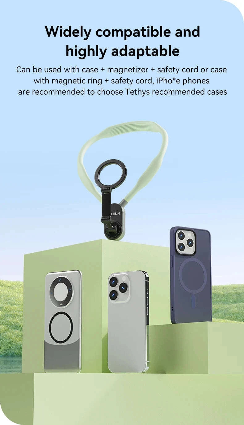 TELESIN Silicone Magnetic Neck Mount Quick Release for Smartphones-Grey remote set