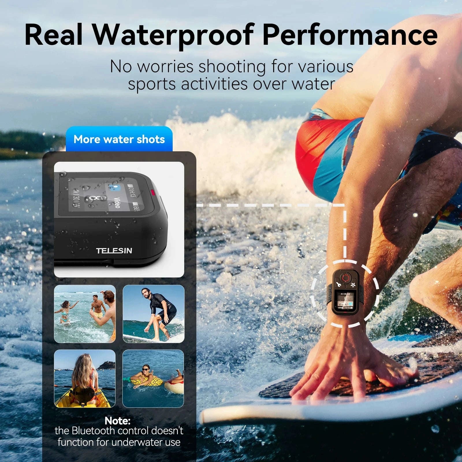 Telesin Waterproof Bluetooth Remote Control for GoPro Cameras-remote