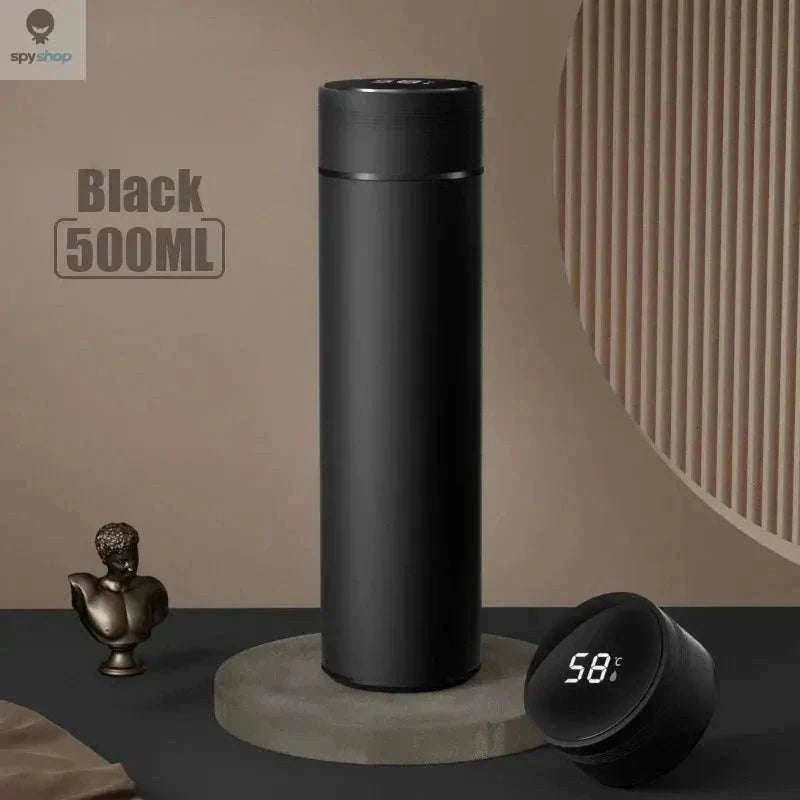 Temperature Display Thermos Cup 500ml Vacuum-Insulated Bottle-Black / 500ml